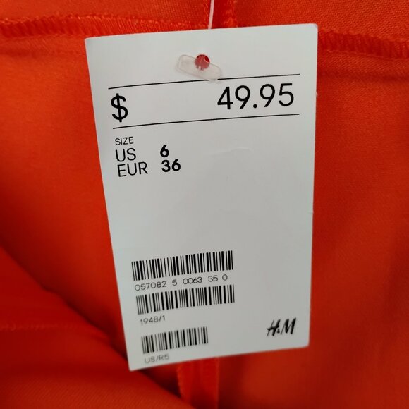 H&M Dressy Pants Size 6 Orange Side Shown Silver Zipper No pockets Slim Leg NWT - Picture 8 of 9